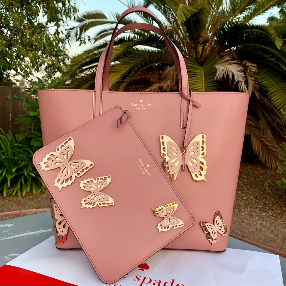 Kate Spade All The Buzz Butterfly Tote /Clutch Set - Picture 3 of 8